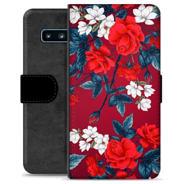 Samsung Galaxy S10 Premium Lompakkokotelo - Vintage Kukat