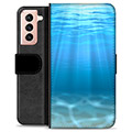 Samsung Galaxy S21 5G Premium Lompakkokotelo - Meri