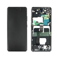 Samsung Galaxy S21 Ultra 5G Etukuori & LCD Näyttö GH82-26035A - Musta