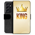 Samsung Galaxy S21 Ultra 5G Premium Lompakkokotelo - Kuningas