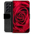 Samsung Galaxy S21 Ultra 5G Premium Lompakkokotelo - Ruusu