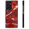 Samsung Galaxy S21 Ultra 5G Suojakuori - Punainen Marmori