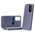 Samsung Galaxy S22 5G Smart Clear View Käännä kotelo korttipaikka - harmaa violetti
