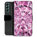 Samsung Galaxy S22+ 5G Premium Lompakkokotelo - Vaaleanpunainen Kristalli
