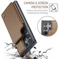 Samsung Galaxy S22 Ultra 5G Caseme C22 RFID-korttilompakko - Ruskea