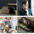 Samsung Galaxy S22 Ultra 5G Caseme C22 RFID-korttilompakko - Ruskea