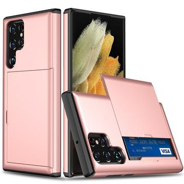 Samsung Galaxy S22 Ultra 5G Hybridikotelo Liukuvalla Korttipaikalla - Ruusukulta