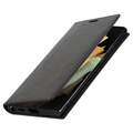 Samsung Galaxy S22 Ultra 5G Nahkainen Lompakkokotelo Jalustalla - Musta