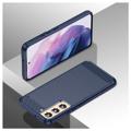Samsung Galaxy S23 5G Harjattu TPU Suojakuori - Hiilikuitu - Sininen