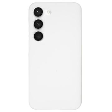 Samsung Galaxy S23 5G Kumipäällysteinen Muovikuori - Valkoinen