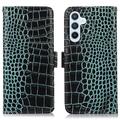 Samsung Galaxy S23 FE Crocodile Lompakkomallinen Nahkakotelo kanssa RFID - Vihreä
