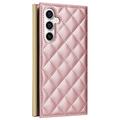 Samsung Galaxy S23 FE Luxury tikattu lompakkokotelo - Ruusukulta