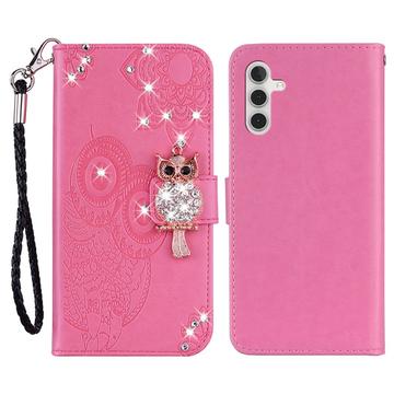 Samsung Galaxy S23 FE Pöllö strassi lompakko kotelo - Kuuma Pinkki
