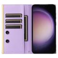 Samsung Galaxy S23 Luxury tikattu lompakkokotelo - violetti