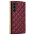 Samsung Galaxy S23 Luxury tikattu lompakkokotelo - viininpunainen