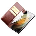 Samsung Galaxy S23 Ultra 5G Qialino Classic Lompakkomallinen Nahkakotelo - Ruskea