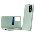 Samsung Galaxy S23 Ultra Smart Clear View Käännä kotelo korttipaikka - vaaleanvihreä