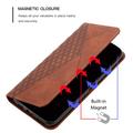 Samsung Galaxy S24 FE Rhombus kuvio lompakkokotelo magneettisuljin - ruskea