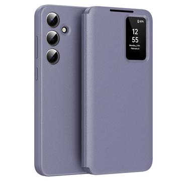 Samsung Galaxy S24 FE Smart Clear View Käännä kotelo korttipaikka - harmaa violetti