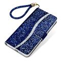 Samsung Galaxy S24 FE Tyylikäs Glitter lompakkokotelo - sininen