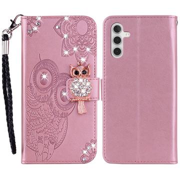 Samsung Galaxy S24 Pöllö strassi lompakko kotelo - Rose Gold