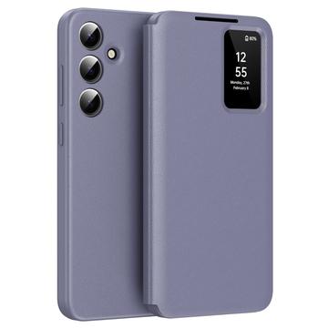 Samsung Galaxy S24 Smart Clear View Käännä kotelo korttipaikka - harmaa violetti