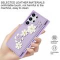 Samsung Galaxy S24 Ultra Kukkakoristekotelo hihnalla - violetti