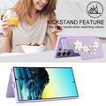 Samsung Galaxy S24 Ultra Kukkakoristekotelo hihnalla - violetti