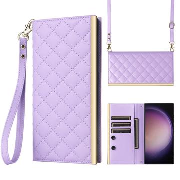 Samsung Galaxy S24 Ultra Luxury tikattu lompakkokotelo - violetti