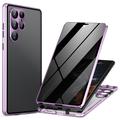 Samsung Galaxy S24 Ultra Magneettikotelo Panssarilasi - 9H sella - Yksityisyyssuoja - Vaalea Violetti