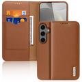 Samsung Galaxy S25 Dux Ducis Hivo Lompakkomallinen Nahkakotelo - Ruskea