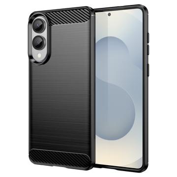 Samsung Galaxy S25 Edge Harjattu TPU Suojakuori - Hiilikuitu - Musta