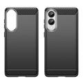 Samsung Galaxy S25 Edge Harjattu TPU Suojakuori - Hiilikuitu - Musta