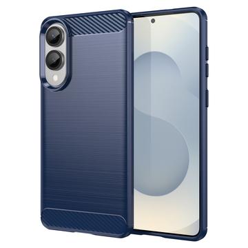 Samsung Galaxy S25 Edge Harjattu TPU Suojakuori - Hiilikuitu - Sininen