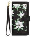 Samsung Galaxy S25 Edge Floral lompakkokotelo, jossa on korttipaikat - musta