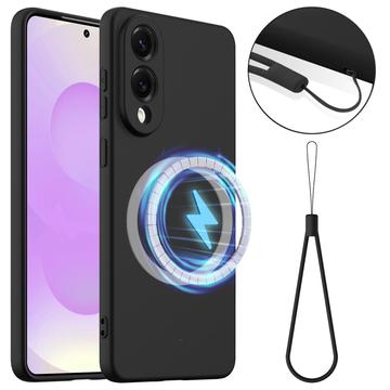 Samsung Galaxy S25 Edge Nestemäinen Silikoni Suojakuori - MagSafe-yhteensopiva - Musta