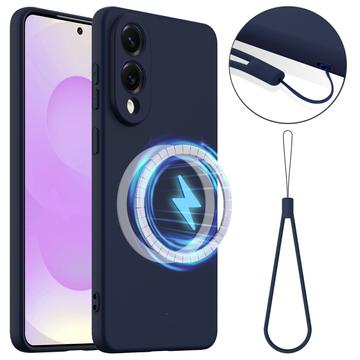 Samsung Galaxy S25 Edge Nestemäinen Silikoni Suojakuori - MagSafe-yhteensopiva - Tummansininen
