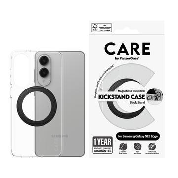 Samsung Galaxy S25 Edge PanzerGlass Kickstand Care Kotelo - MagSafe-yhteensopiva - Kirkas / Musta