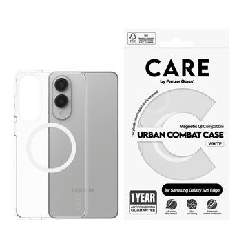 Samsung Galaxy S25 Edge PanzerGlass Care Urban Combat Kotelo - MagSafe-yhteensopiva - Valkoinen / Läpinäkyvä