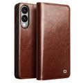 Samsung Galaxy S25 Edge Qialino Classic Lompakkomallinen Nahkakotelo - Tummanruskea