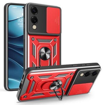 Samsung Galaxy S25 Edge Pyörivä Rengashybridikotelo Kamerasuojalla - Punainen