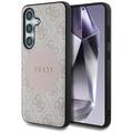 Samsung Galaxy S25 Guess 4G Round Patch Classic Logo Kotelo - MagSafe-yhteensopiva - Vaaleanpunainen värinen