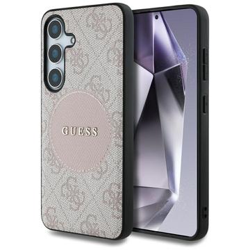 Samsung Galaxy S25 Guess 4G Round Patch Classic Logo Kotelo - MagSafe-yhteensopiva - Vaaleanpunainen värinen