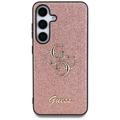 Samsung Galaxy S25 Guess Fixed Glitter 4G Metal Logo Kotelo - Pinkki