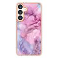 Samsung Galaxy S25 Marble Pattern Galvanoitu TPU-Suojakotelo - Sininen / Pinkki
