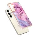 Samsung Galaxy S25 Marble Pattern Galvanoitu TPU-Suojakotelo - Sininen / Pinkki