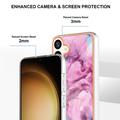 Samsung Galaxy S25 Marble Pattern Galvanoitu TPU-Suojakotelo - Sininen / Pinkki