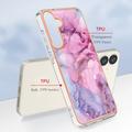Samsung Galaxy S25 Marble Pattern Galvanoitu TPU-Suojakotelo - Sininen / Pinkki