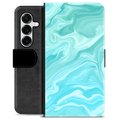 Samsung Galaxy S25+ Premium Lompakkokotelo - Sininen Marmori