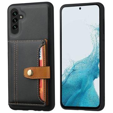 Samsung Galaxy S25 Retro Style Kotelo Lompakolla - Musta